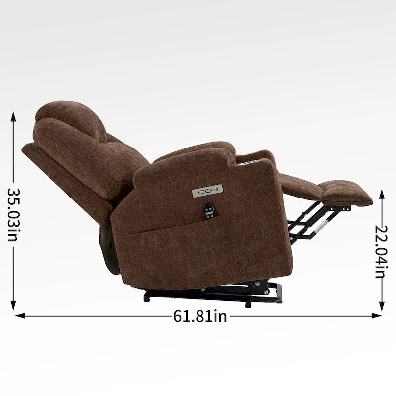 Lazy Boy Chenille Power Lift Recliner Chair, Modern Recliner Chair w/8-Point Vibration Massage, Lumbar Heating and Type-C Ports