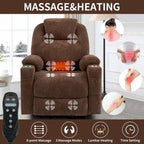 Lazy Boy Chenille Power Lift Recliner Chair, Modern Recliner Chair w/8-Point Vibration Massage, Lumbar Heating and Type-C Ports