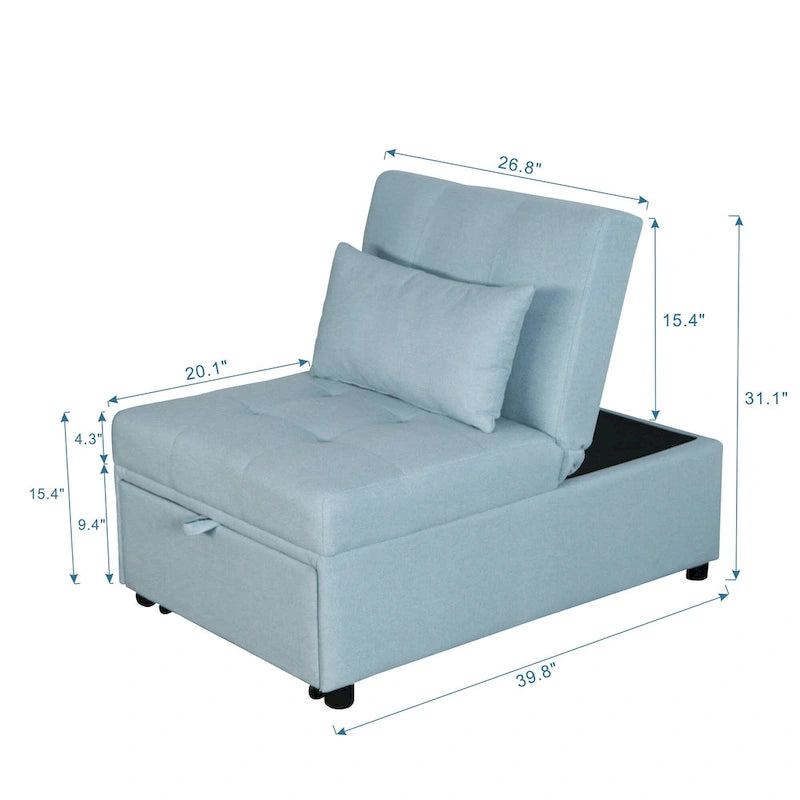 Pouf letto pieghevole multifunzionale convertibile in poltrona lounge e letto singolo (capacità 120 kg)