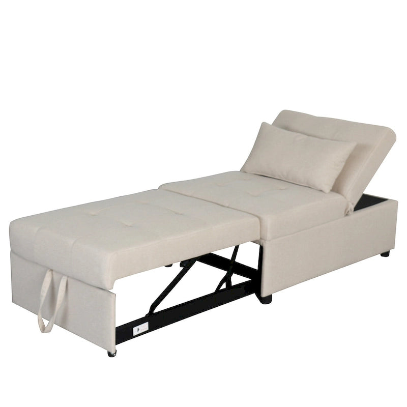 Pouf letto pieghevole multifunzionale convertibile in poltrona lounge e letto singolo (capacità 120 kg)