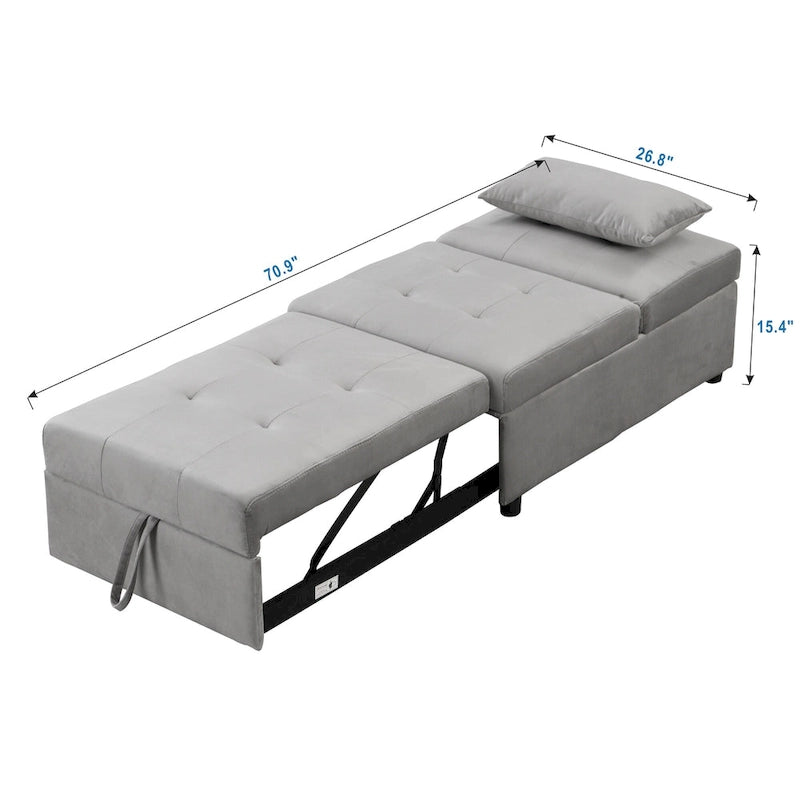 Pouf letto pieghevole multifunzionale convertibile in poltrona lounge e letto singolo (capacità 120 kg)