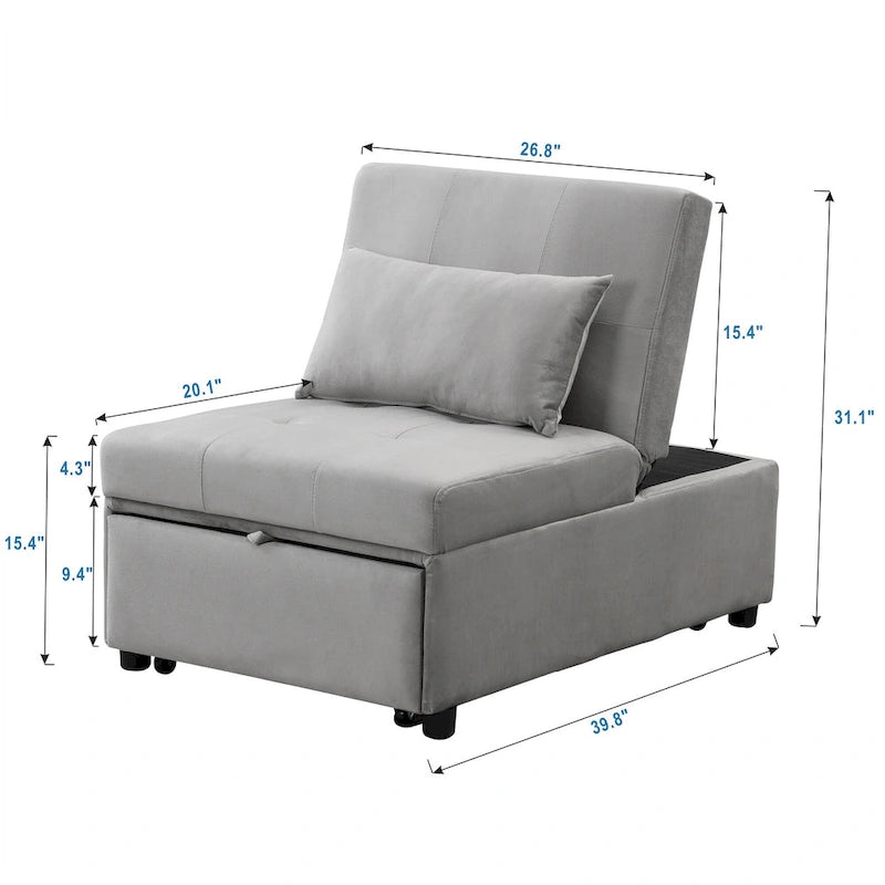 Pouf letto pieghevole multifunzionale convertibile in poltrona lounge e letto singolo (capacità 120 kg)