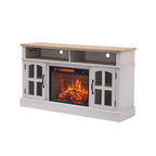 Modern Simple TV Stand with 2 Storage Cabinets and Electric Fireplace for Living Room Home Theater and Bedroom