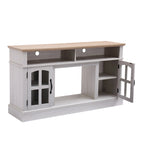 Modern Simple TV Stand with 2 Storage Cabinets and Electric Fireplace for Living Room Home Theater and Bedroom