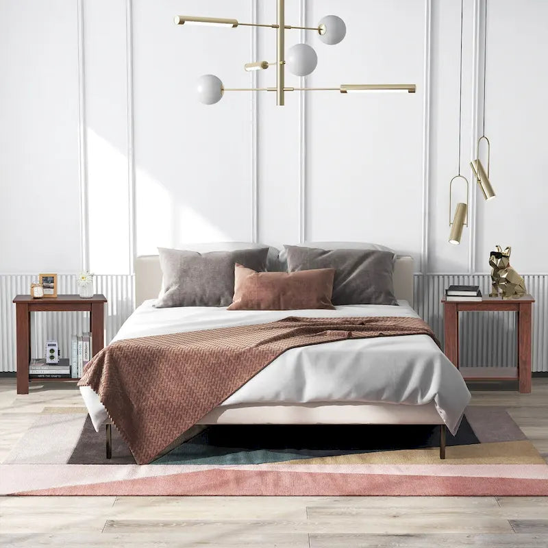 2 PCS 2-Tier End Table Modern Sofa Bedside Compact Nightstand w/