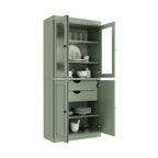 Palace Imports 100% Solid Wood Pantry Cabinet with Frosted Glass Doors, Solid Doors, 2-Drawers and Adjustable Shelves