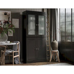 Palace Imports 100% Solid Wood Pantry Cabinet with Frosted Glass Doors, Solid Doors, 2-Drawers and Adjustable Shelves