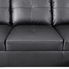 Sleek 3-Piece Black Faux Leather Couch Set, Modern Elegance for Your Living Room