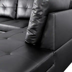 Sleek 3-Piece Black Faux Leather Couch Set, Modern Elegance for Your Living Room