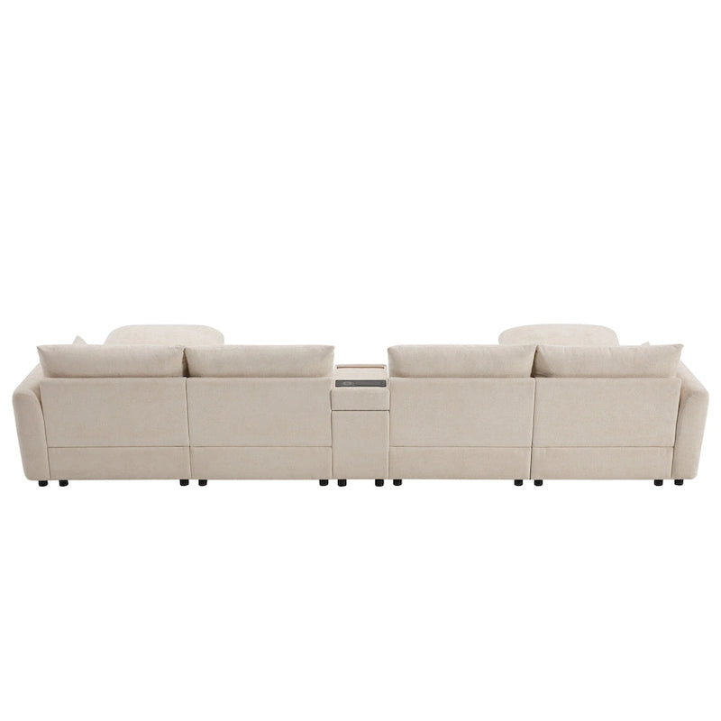 142 Modular U Shaped Sectional Sofa with Storage Ottomans and Console