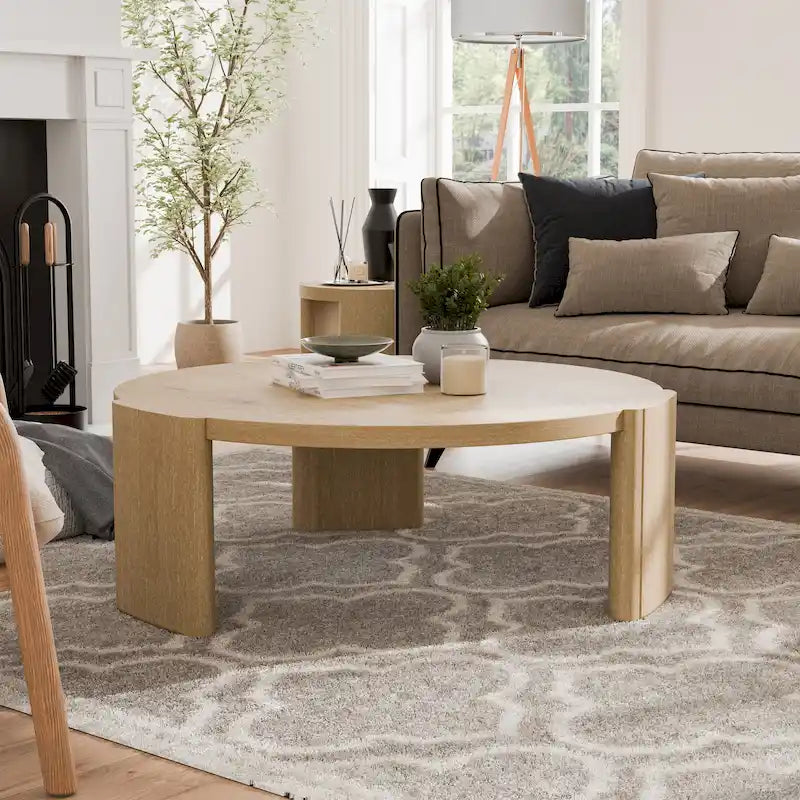 Tavolino rotondo Minst Moderno in legno di quercia di Furniture of America