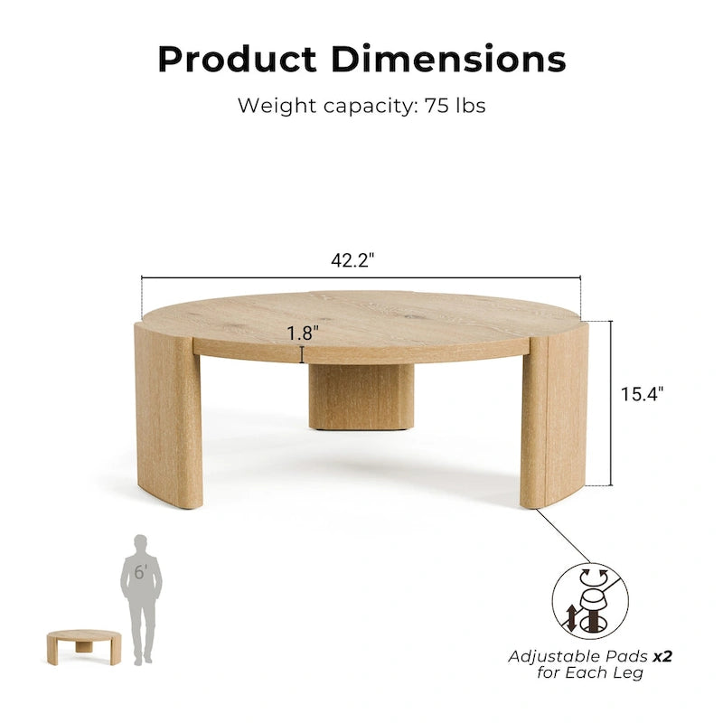 Tavolino rotondo Minst Moderno in legno di quercia di Furniture of America