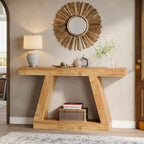 55 Inches Farmhouse Entryway Console Table with Storage
