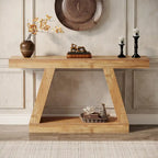 55 Inches Farmhouse Entryway Console Table with Storage