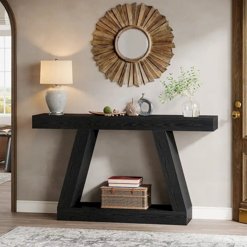 55 Inches Farmhouse Entryway Console Table with Storage