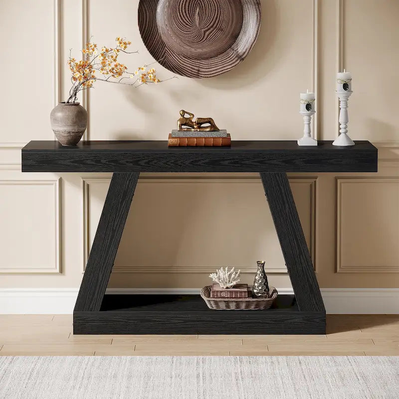 55 Inches Farmhouse Entryway Console Table with Storage