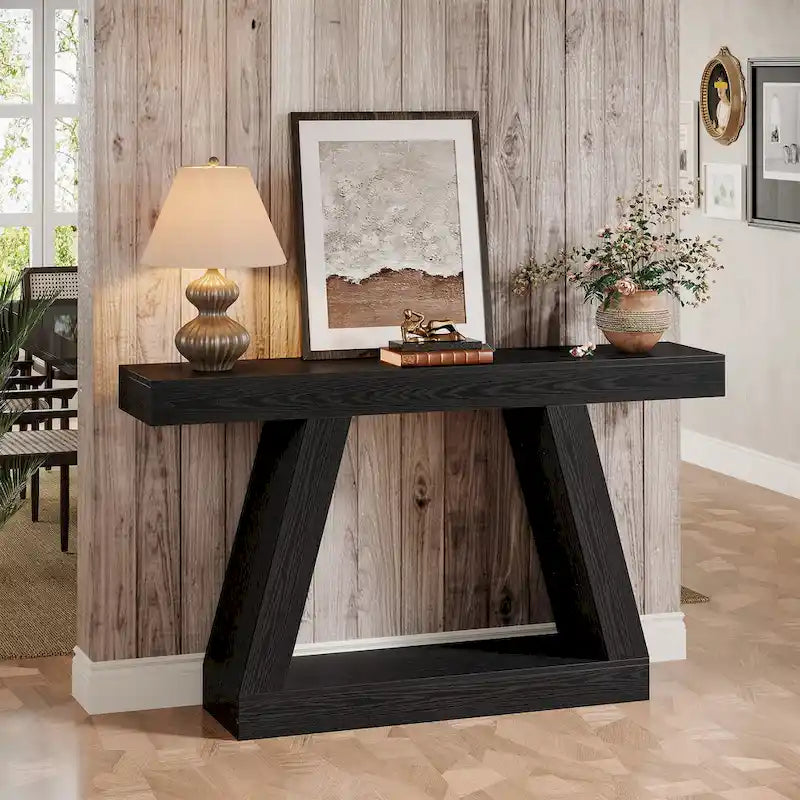 55 Inches Farmhouse Entryway Console Table with Storage