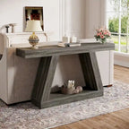 55 Inches Farmhouse Entryway Console Table with Storage