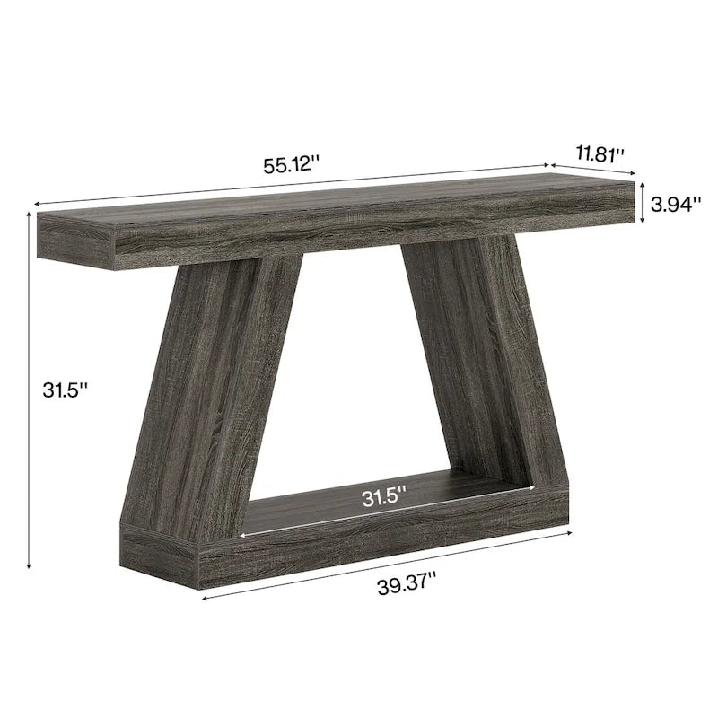 55 Inches Farmhouse Entryway Console Table with Storage