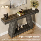 55 Inches Farmhouse Entryway Console Table with Storage
