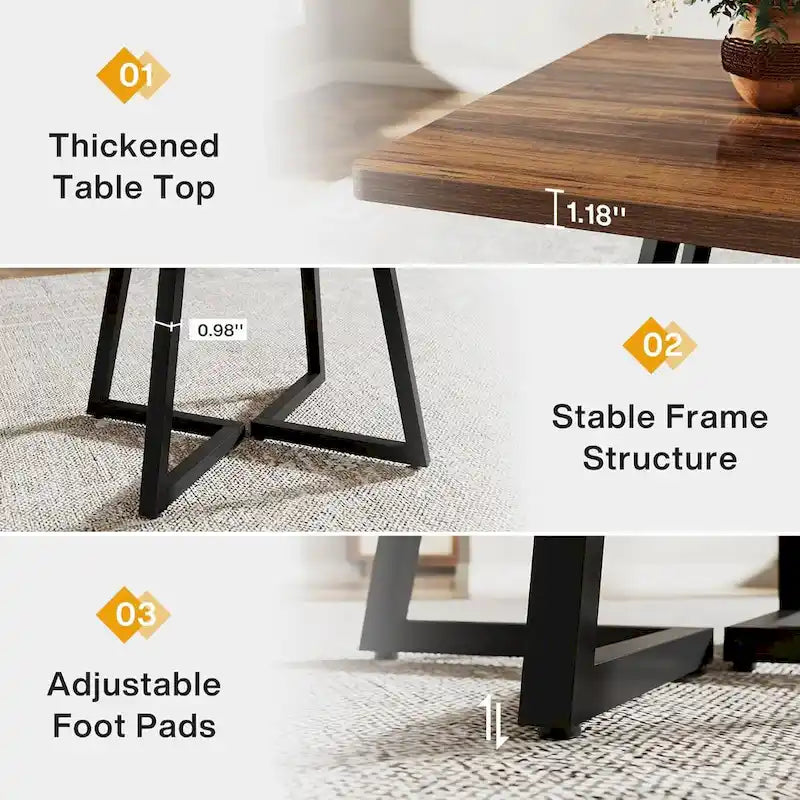31.5 Inches Wood Square Dinner Table with Metal Base
