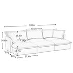 120 Chenille 3-Seater Sectional Sofa with 3 Ottomans