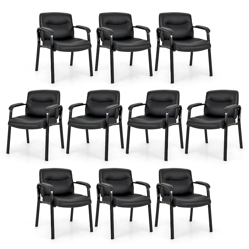 Set of 10 Waiting Room Chair No Wheels w/ Padded Armrests Guest