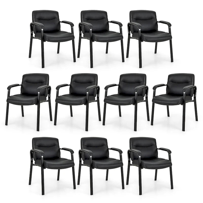 Set of 10 Waiting Room Chair No Wheels w/ Padded Armrests Guest