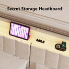 King Size Floating Upholstered Platform Bed with Hidden Storage