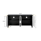 63 Accent TV Stand with Carved Doors & Wood Legs for Living Room