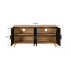 63 Accent TV Stand with Carved Doors & Wood Legs for Living Room