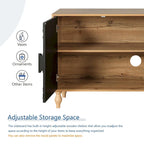63 Accent TV Stand with Carved Doors & Wood Legs for Living Room