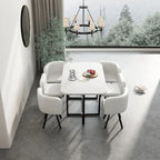Modern 7-Piece Dining Set with Rectangular Marble Table & 6 Upholstered Chairs