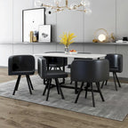 Modern 7-Piece Dining Set with Rectangular Marble Table & 6 Upholstered Chairs