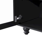 Mobile TV stile rustico con mensole e ante in vetro temperato, nero + noce scuro, per TV fino a 70 pollici