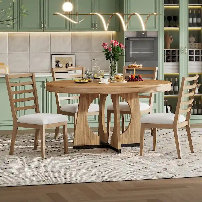 Set da pranzo vintage 5 pezzi con tavolo allungabile e 4 sedie