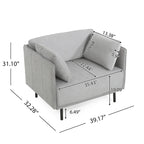 Modern 39.17 Upholstered Accent Chair with Solid Metal Legs and Pillow for Living Room