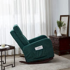Modern 28.74 High Back Upholstered Buttons Tufted Rocking Chair with Solid Wood Legs and Side Pocket