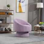 Poltrona girevole a 360° in velluto moderna da 73 cm con struttura in legno e cuscino lombare