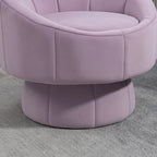 Poltrona girevole a 360° in velluto moderna da 73 cm con struttura in legno e cuscino lombare