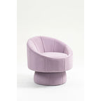 Poltrona girevole a 360° in velluto moderna da 73 cm con struttura in legno e cuscino lombare