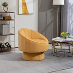 Poltrona girevole a 360° in velluto moderna da 73 cm con struttura in legno e cuscino lombare