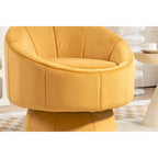 Poltrona girevole a 360° in velluto moderna da 73 cm con struttura in legno e cuscino lombare