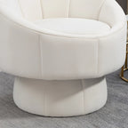 Poltrona girevole a 360° in velluto moderna da 73 cm con struttura in legno e cuscino lombare