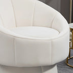 Poltrona girevole a 360° in velluto moderna da 73 cm con struttura in legno e cuscino lombare