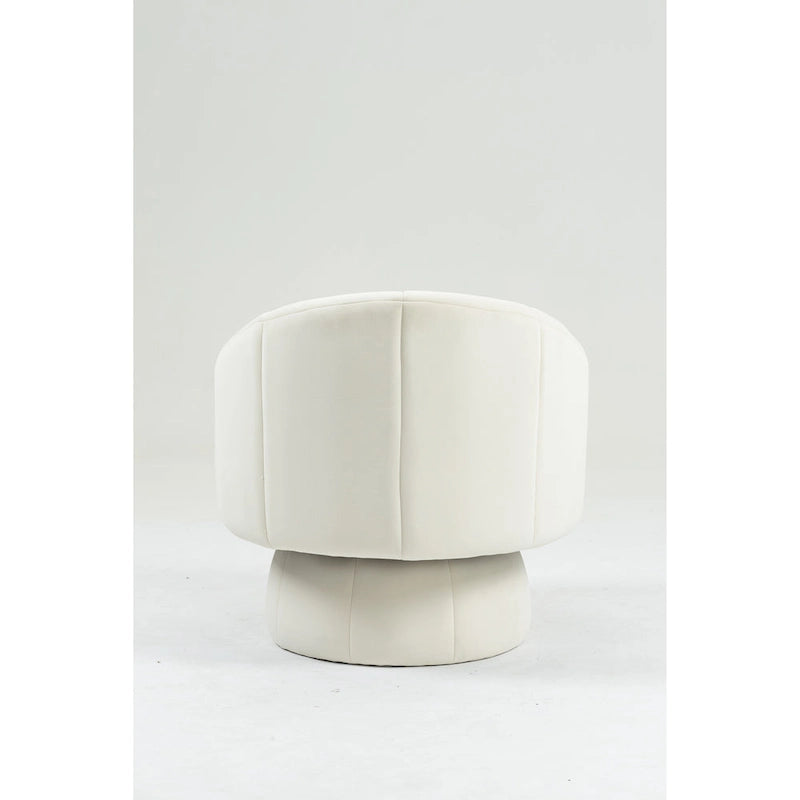 Poltrona girevole a 360° in velluto moderna da 73 cm con struttura in legno e cuscino lombare