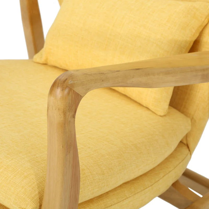 Solid Wood Rocking Chair with Linen Cushion and Premium Handcrafted