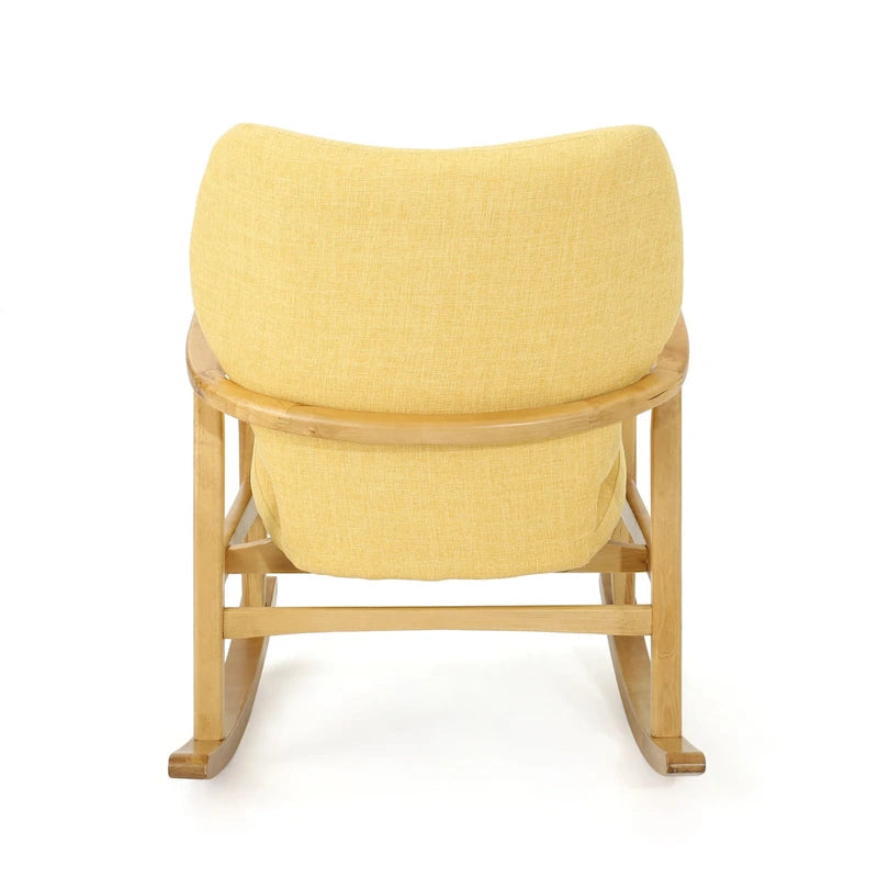 Solid Wood Rocking Chair with Linen Cushion and Premium Handcrafted
