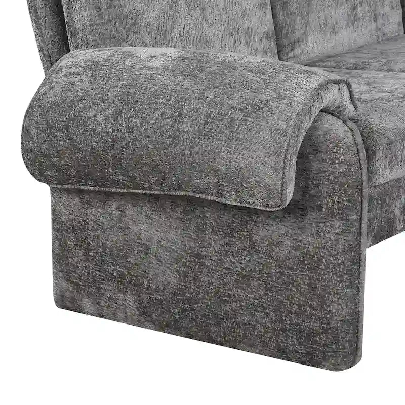 94.1 Chenille L-Shaped Futon Sofa with Adjustable Backrest & Reversible Chaise