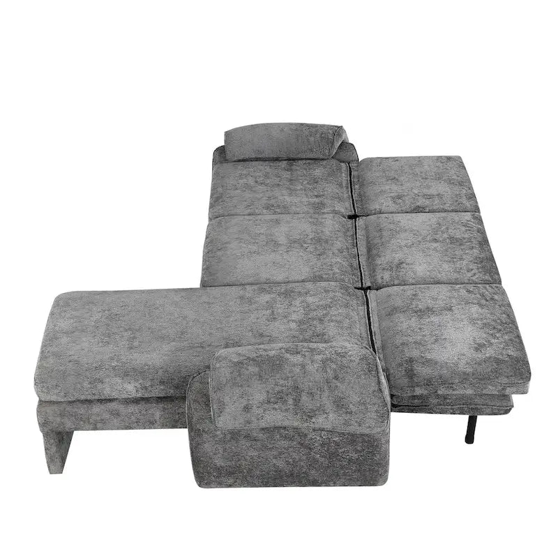 94.1 Chenille L-Shaped Futon Sofa with Adjustable Backrest & Reversible Chaise